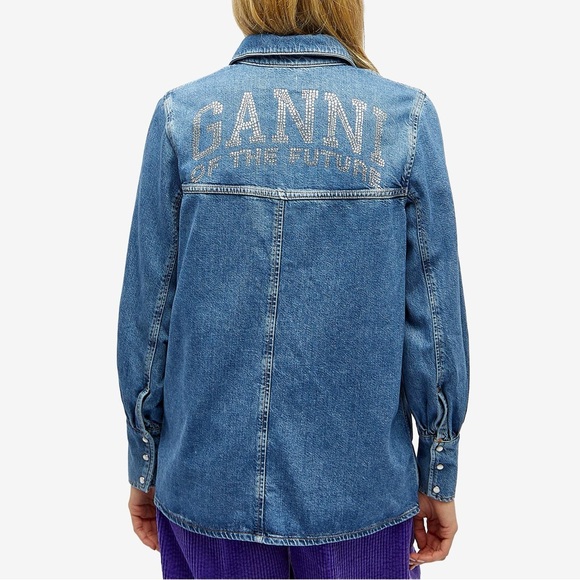 Ganni Denim Shirt - size 32 fits small/medium - Picture 1 of 3